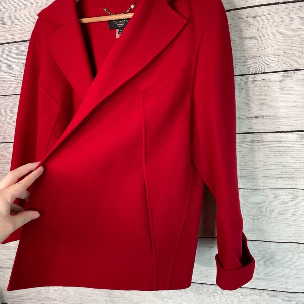 Talbots 100% Wool Red Open Front Jacket 12p * - image 2